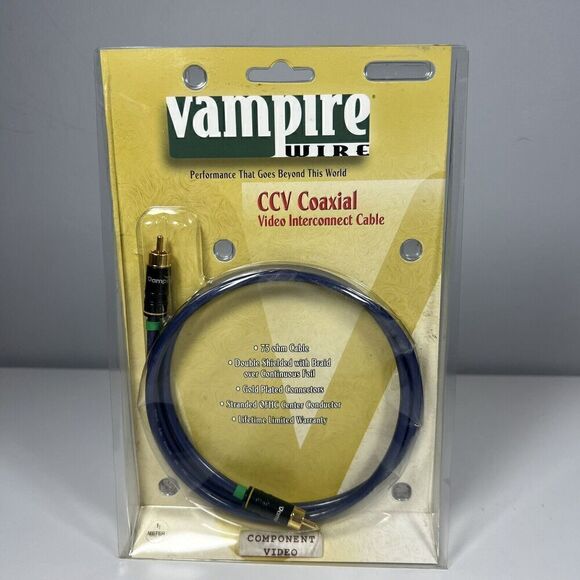 Vampire Wire CCV Coaxial Component Video Cable Gold Plated Connectors 1 Meter - Picture 1 of 3